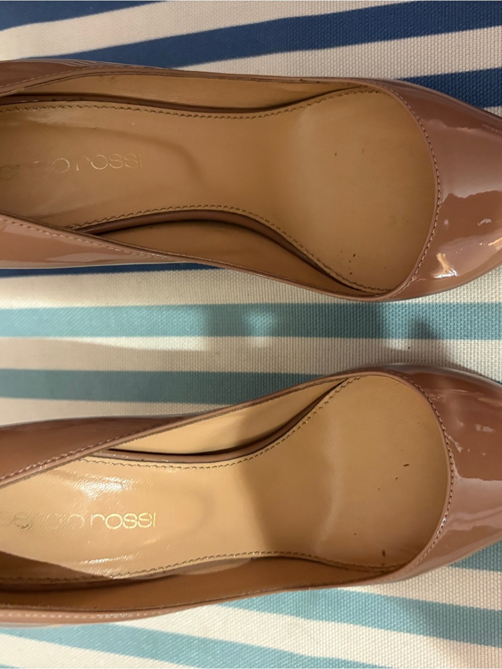 Sergio Rossi Nude Patent Leather Pointed-Toe Pumps